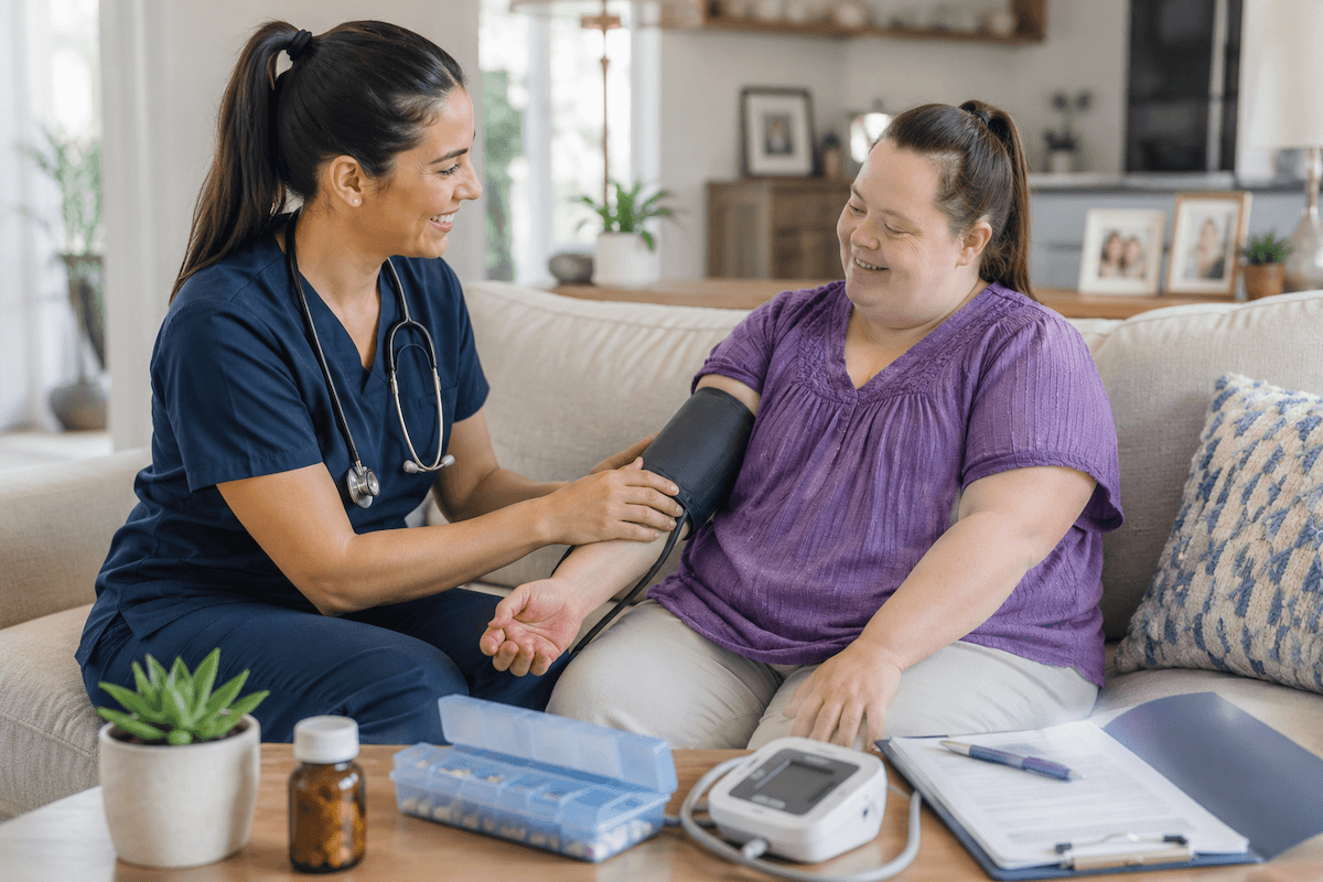 female nurse providing compassionate in-home healthcare